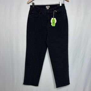 Camila Coelho Straight Leg Ankle Cropped Jeans High Rise Size 8 Black‎ Wash